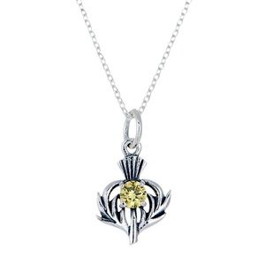 Sterling Silver Celtic Thistle November Birthstone Pendant Necklace